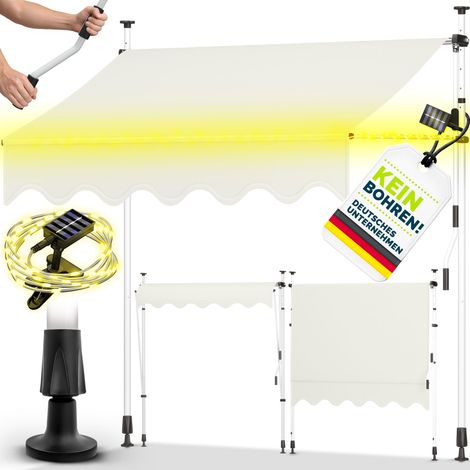 tillvex Store Banne Manuel Bleu/Blanc 250cm rétractable avec manivelle pour Le Balcon  Marquise de terrasse sans percement  Marquise Soleil de Balcon auvent téléscopique