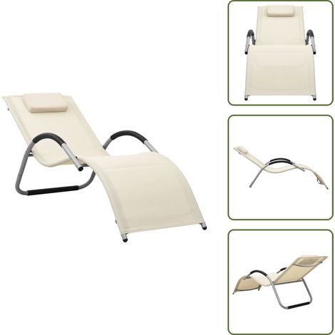 Sonnenliege Textilene Creme und Grau - Sonnenliege - Gartenliege - Strandliege - Textilene Liege - Alu Liege (1/5)