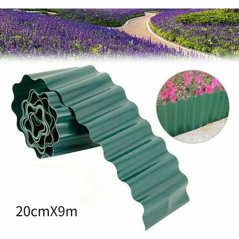 Bordure de jardin en plastique flexible 9 m x 20 cm – Résistante aux intempéries – Facile à couper pour délimitation précise (1/4)