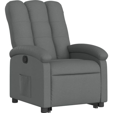 Poltrona relax TV rivestimento confortevole funzione sollevamento elettrico in tessuto grigio scuro DEC027943