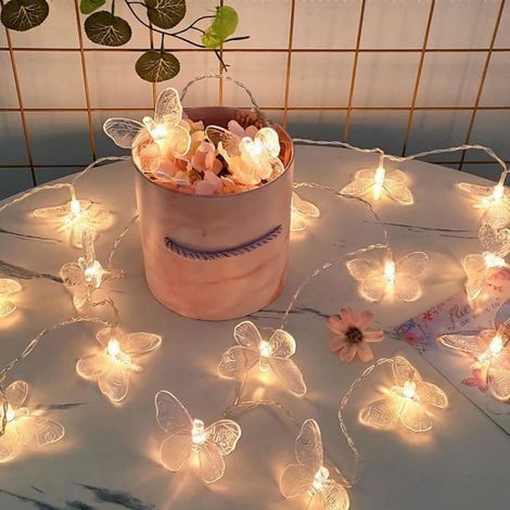 3M 20Led Blanc Chaud Papillon Fées Intérieur Extérieur Lumières Fonctionnement De Batterie Pour Maison Fête Jardin Mariage. (1/4)