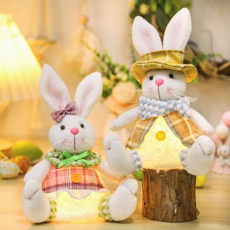 Lapin En Peluche Lumineux - Jouet En Peluche Pour Décoration Intérieure Et Fêtes - Idéal Pour Pâques Et Anniversaires - 10 X 6.69 X 4 In - Brun (1/5)