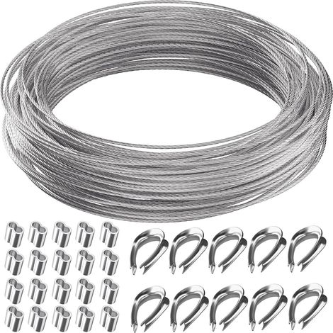Kit câble métallique inox 304 gainé nylon avec cosses M2 et manchons de sertissage (1/5)