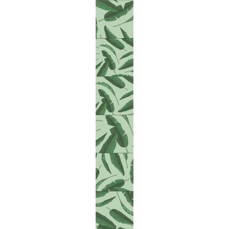 Sticker carrelage adhésif x4, 15 cm X 15 cm, décoratif feuilles végétales bananier, autocollant carreaux jungle tons verts (1/5)