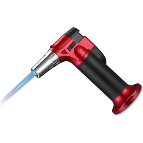 Briquet torche à jet droit portable pour cigares, barbecue et soudage, noir et rouge. (1/5)