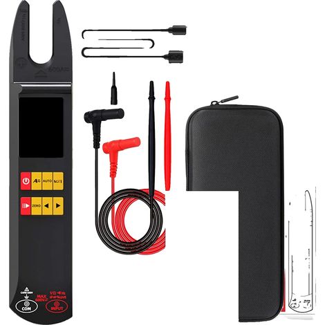 Pinza amperimétrica, verdadero valor eficaz (RMS), capacidad de medición de 600 A, color negro. (1/2)