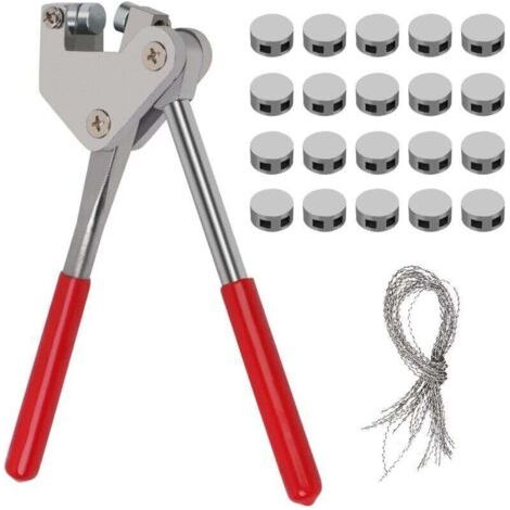 Tenailles Pinces d'étanchéité Set Rouge plomb Seal 10mm Poignée en plastique (1x étanchéité de pinces à câble + 20 x plombs + 20 x fil d'étanchéité)