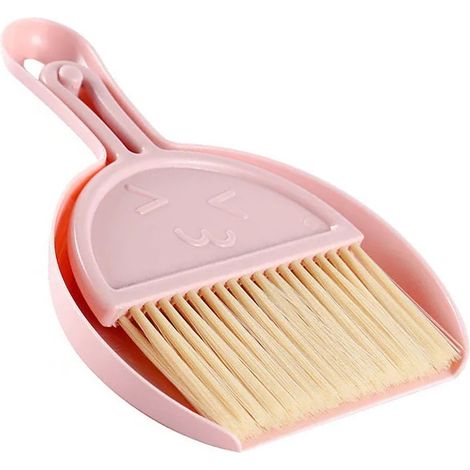 Ensemble mini balai à main pelle à poussière brosse accrochable perforé pour maison table plan de travail clavier balai fouet visage souriant L (1/4)