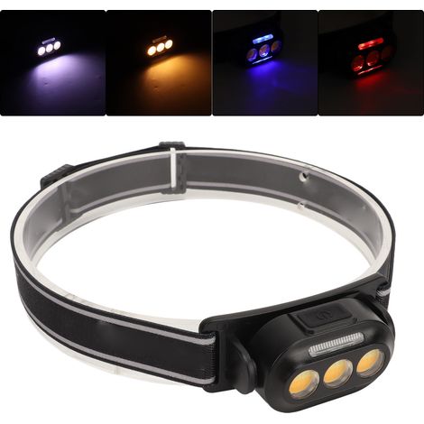 Lampe Frontale LED USB Rechargeable 3 Vitesses Haute Luminosité Lampe Frontale Étanche pour Pêche de Nuit Course à Pied,DUBUNS