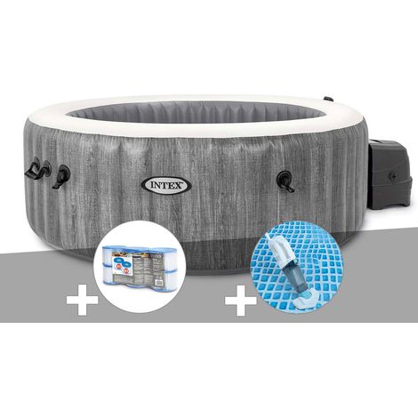 Kit spa gonflable Intex PureSpa Baltik rond Bulles 6 places + 6 filtres + Aspirateur