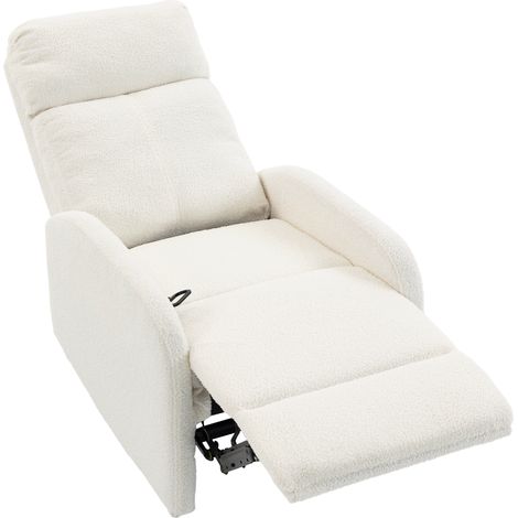 Fauteuil Relax Peluche Teddy Inclinable, Assise Ressorts Accoudoirs Rembourrés, Crème, pour Salon Détente Maison Intérieur Confort Doux Assise (1/5)