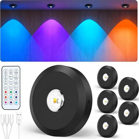 1 Spot Sans Fil,RGB Dimmable,Lampe Rechargeable,Minuterie Telecommande,Pour Cuisine Armoire Vitrine