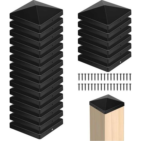 Chapeau Poteau Bois 10x10 cm, Lot de 20 Capuchons de Poteau, Capuchons en Plastique, Capuchons de Poteaux de Clôture avec Vis, pour Protéger Les Poteaux en Bois (1/5)