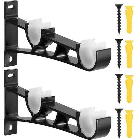 2 Pièces Support Tringle Rideaux, Supports pour Tringles à Rideaux, Support de Tringle à Rideau Murale Réglable en Alliage d'Aluminium pour Tringles à Rideaux de 23 mm à 33 mm (1/5)