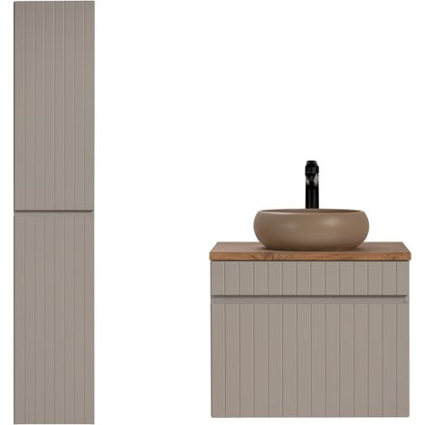 Ensemble meuble vasque à poser + colonne - 60 cm - Emblematic Cashmere - Livraison gratuite