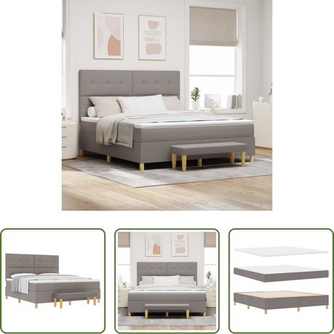 Matratze - Boxspringbett mit Matratze Taupe 180 x 200 cm Stoff (1/5)