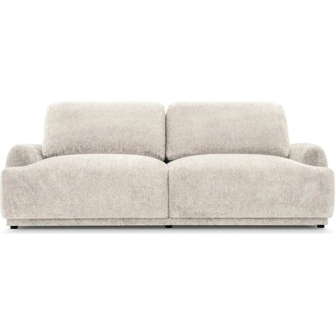 CLAUDIA - Canapé droit convertible tissu chenille 3 places - Beige