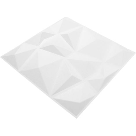 Lot de 12 panneaux muraux 3D en PVC blanc texturé de 50 cm (19,7 pouces) pour décoration intérieure (1/5)