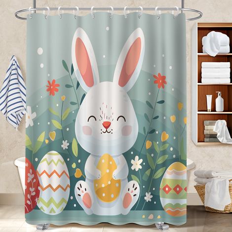 Rideau polyester pour douche 180x180 avec anneaux voile de douche pour mobi (1/5)