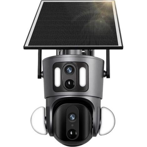 Caméra de sécurité à Domicile Caméra Solaire 2K Double écran 4G extérieure 4MP PTZ Double détection PIR Double Liaison vidéo Suivi Automatique caméra de vidéosurveillance(WiFi 2K None Card) (1/5)