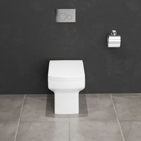 AICA Bathroom Back to Wall Toilet Modern Square Pan Soft Close Seat Ceramic WC (1/5)