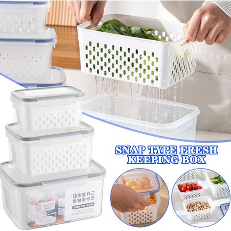 Boîte de rangement pour réfrigérateur plastique 2 étages (1/4)