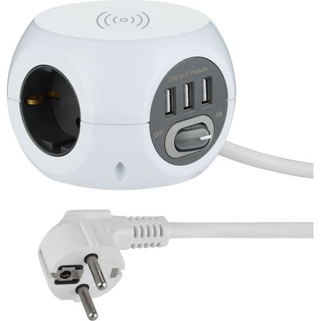 Electraline 62079 multipresa Mini Cubo con Caricatore wireless rapido (1/4)