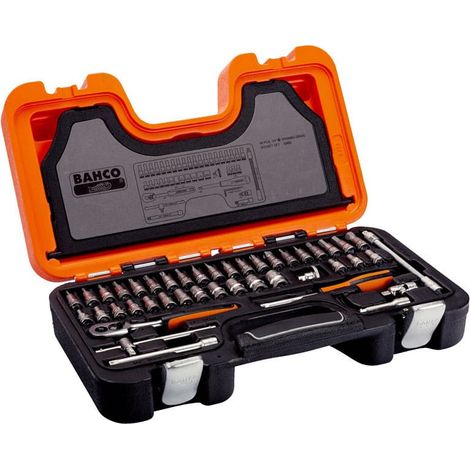 Bahco – Coffret multi-outils 46 pièces – Douilles 1/4'' en acier allié – Dégagement rapide – Normes ISO 1174 et DIN 3120