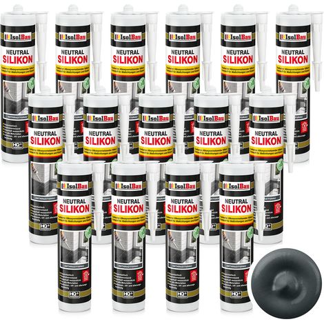 Neutralsilikon Naturstein Silikon Sanitär Marmor Inn/Auß 15x 300ml Anthrazitgrau (1/5)