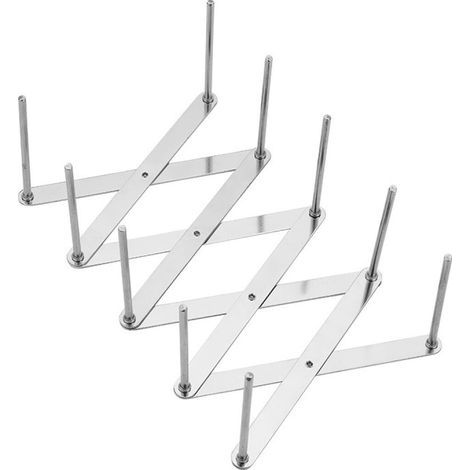 set of two ribbed stainless steel pan lid supports with adjustable brackets. (1/5)