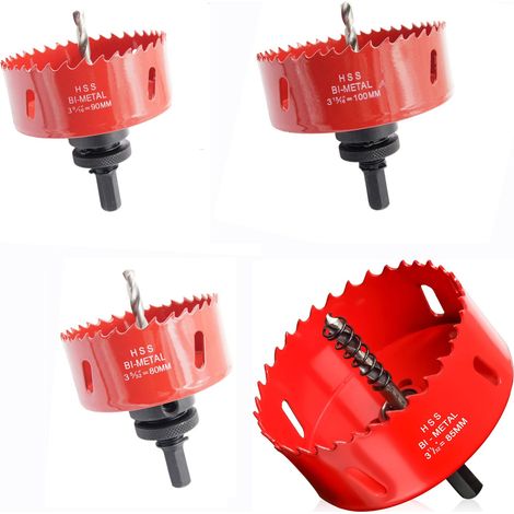 En vitesse Scie-cloche bi-métal HSS avec tige pour et métalercer des panneaux du 80mm 85mm 90mm 100mm Bois Plastique Métal Acier (1/5)