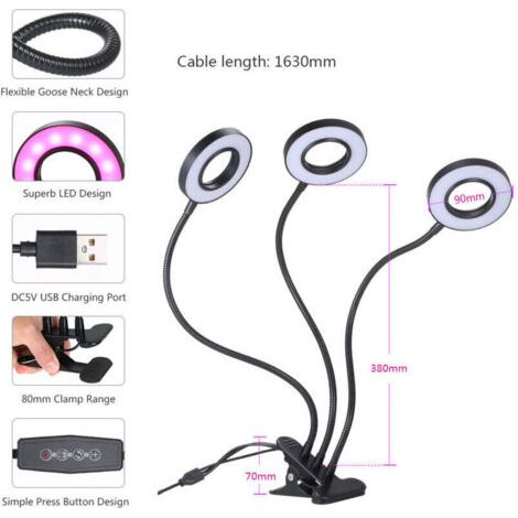 NALOOKAMIC Eclairage horticole, Lampe de croissance de plantes, DC5V 27W 54 LED Triple-end