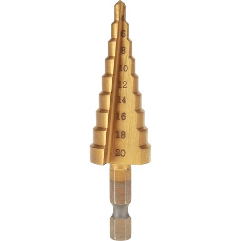 1Pcs High Speed Steel Step Cone Drill Bit Hole Cutter Hex Shank Titanium Plating Drill(4-20mm)