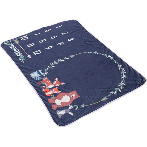 Couverture d'étape mensuelle pour bébé avec motif d'animaux de dessin animé, en flanelle, fond photo, motif animal (1/5)