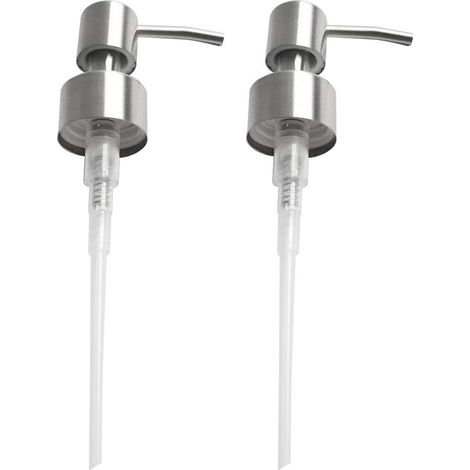 Juego de 2 bombas de repuesto de acero inoxidable, compatibles con botellas de boca estándar, para jabón de cocina/líquido. (1/5)
