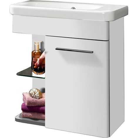 Lanzet Gäste WC Set 2-tlg K8 60 cm Schrank Weiß Badmöbel Möbel"-"06349145 (1/5)