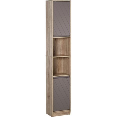 Colonna da bagno stretta 30 x 24 x 170 cm salvaspazio ripiani regolabili design scandinavo in MDF grigio 210001862