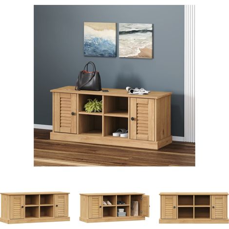 Schuhablage - vidaXL Schuhbank VIGO 106x35x45 cm Massivholz Kiefer - Eingangsbank (1/5)