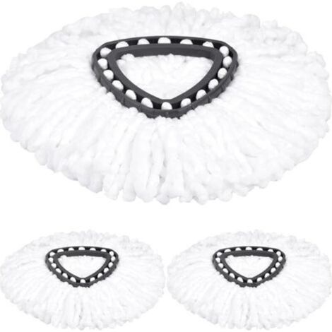 3 testine per mocio in microfibra compatibili con la testina di pulizia Vileda Turbo 2 in 1 EasyWring & Clean [Bianche]