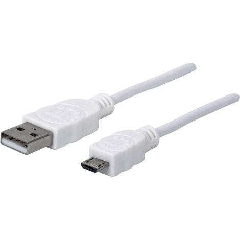 Manhattan Câble USB USB 2.0 USB-A mâle, USB-Micro-B mâle 1.00 m blanc certifié UL 323987 (1/5)