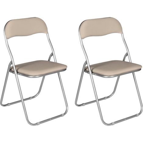 Dmora Set aus zwei Klappstühlen, beige Farbe, Maße 43 x 47 x 78 cm