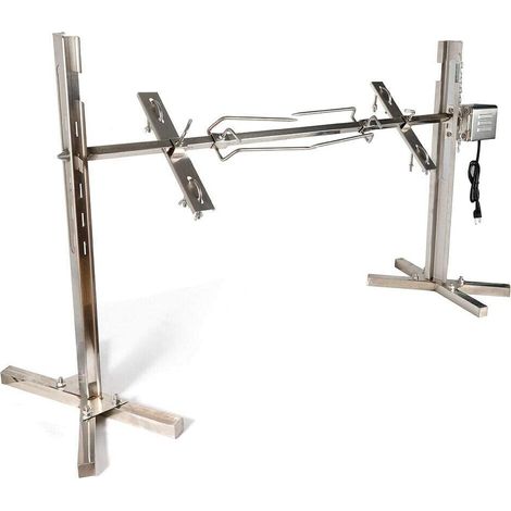 Set di spiedo per barbecue elettrico con motore, regolabile in altezza, in acciaio inox, per falò, campeggio e giardino, per arrosto (1/5)