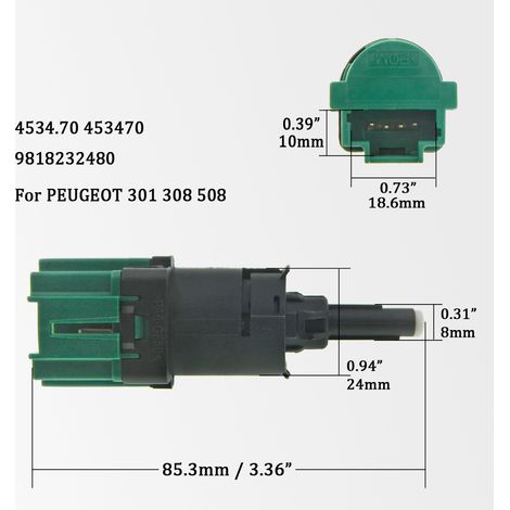 Applicable aux commutateurs de feux stop Peugeot Citroën 4534.70 9804869480 9818232480 (1/4)