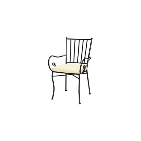 SEDIA ORTIGIA CON BRACCIOLI IN METALLO VERNICIATO E CUSCINO- - cm.45x42x88h. -