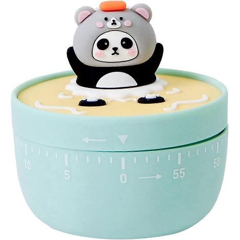 Minuteur de cuisine mécanique 60 min Panda, minuteur de salle de bain manuel vert (1/5)