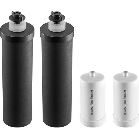 Filtres à eau de remplacement, pack de 4 (2 charbon actif + 2 défluoration), compatibles avec la plupart des marques. (1/5)