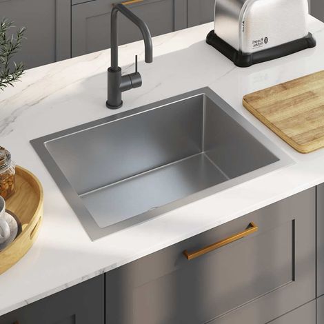 Lavello da Cucina Lavorato a Mano con Filtro in Acciaio Inox vidaXL