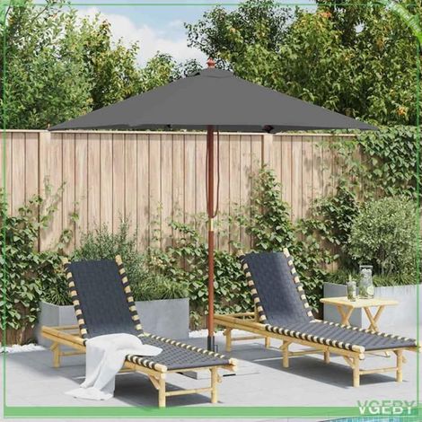 Parasol d'extérieur - FAFEICY - 44535 - 150x200 cm - Mât bois 38 mm - Tissu anti-UV anthracite (1/5)