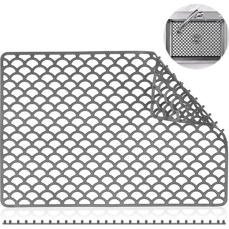 Kitchen Sink Mat 46 x 31 cm Silicone Protection Grey Protector Use as or Thermal Insulation (1/5)