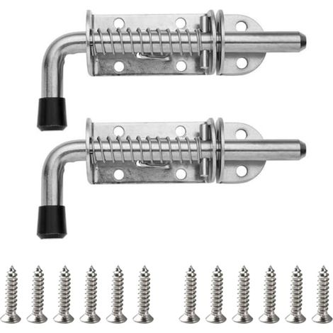 Verrou à ressort en acier inoxydable (1/2 pièce) - Serrure robuste pour porte coulissante - Installation facile (1/5)